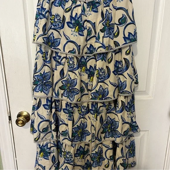 Hunter Bell Berkley Crisscross Halter Tiered Ruffle Midi Dress sz 6